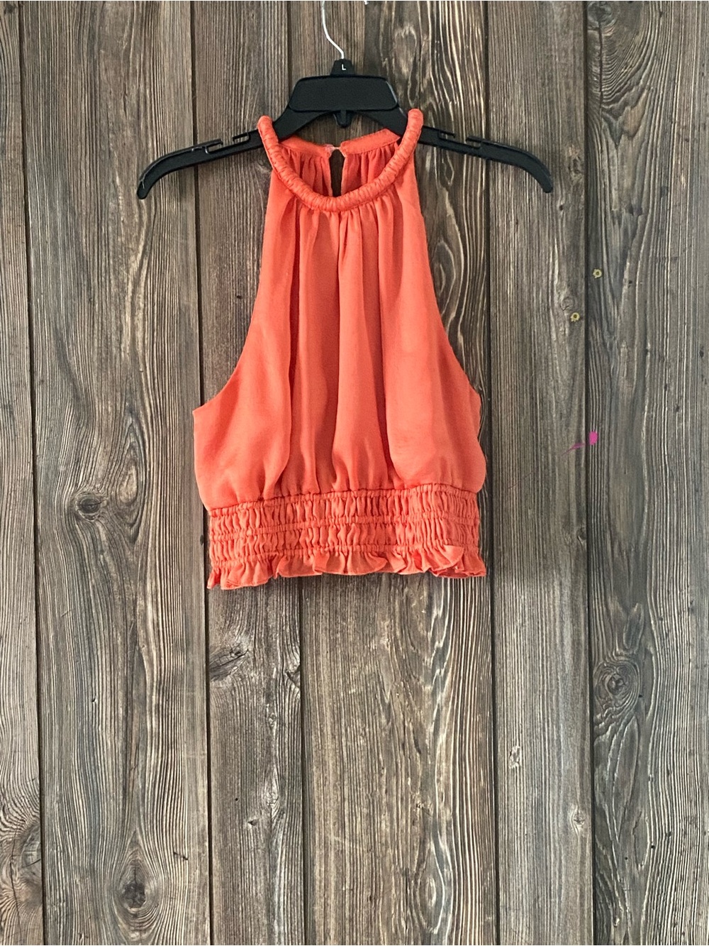 DO+BE Coral Halter Smocked Crop Top